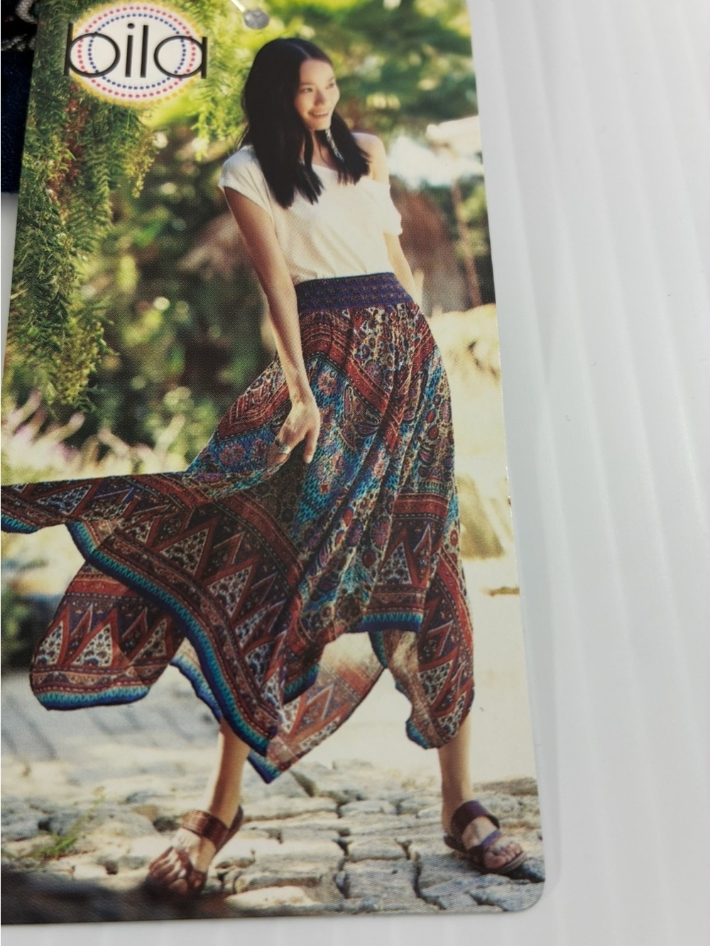 Bila Boho paisley Hankerchief Hem Midi Skirt Pull On Size XXL New